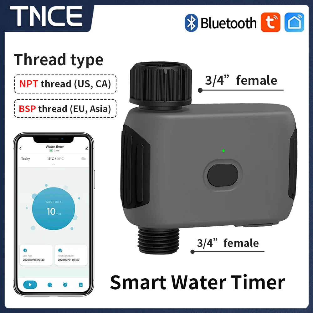 Smart Tuya Bluetooth Garden Water Timer - Alexa Compatible, Rain Delay, Automatic Irrigation