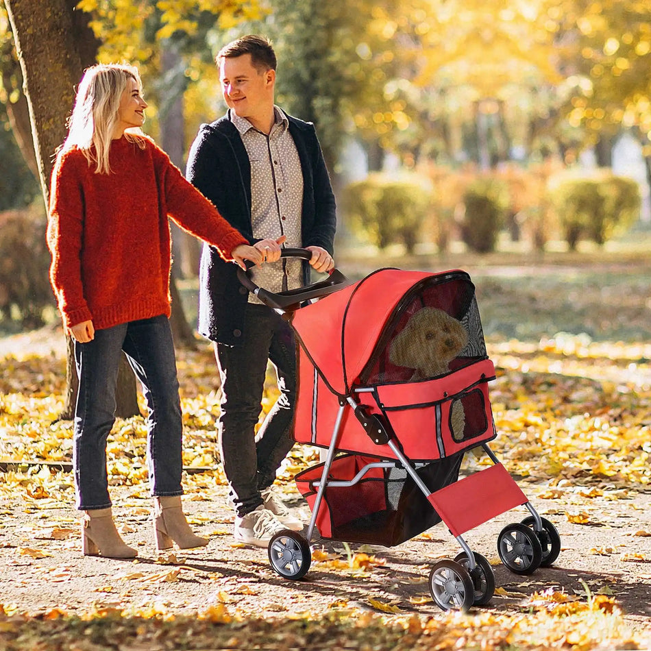 Red Dog Stroller Jogging Trailer Foldable Lightweight