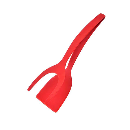 2 in 1 Grip Flip Spatula Tongs for Easy Cooking Red