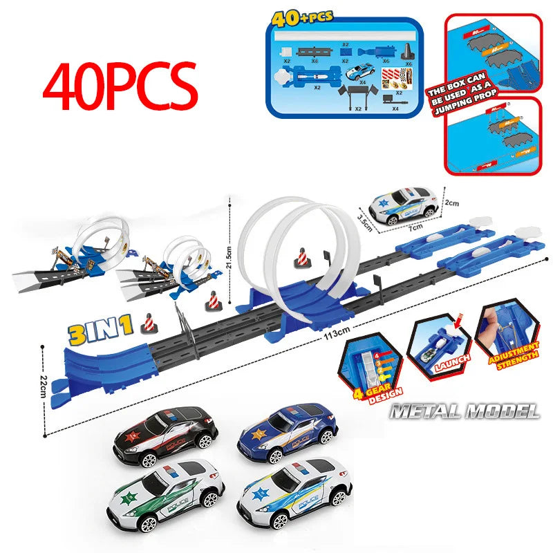 Railway Racing Track Play Set 18/40pcs &ndash; Interactive Fun 40PCS BLUE