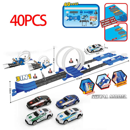 Railway Racing Track Play Set 18/40pcs &ndash; Interactive Fun 40PCS BLUE