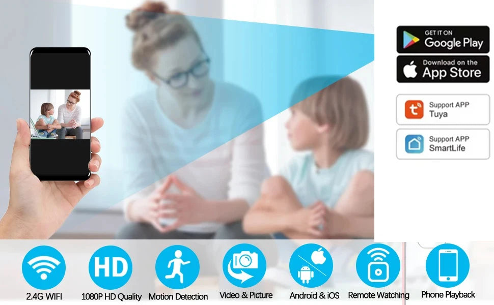 Tuya 1080P WiFi Mini Camera &ndash; Real-Time Home Surveillance