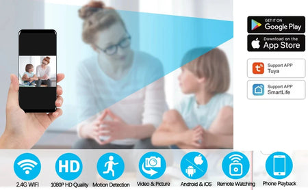 Tuya 1080P WiFi Mini Camera &ndash; Real-Time Home Surveillance