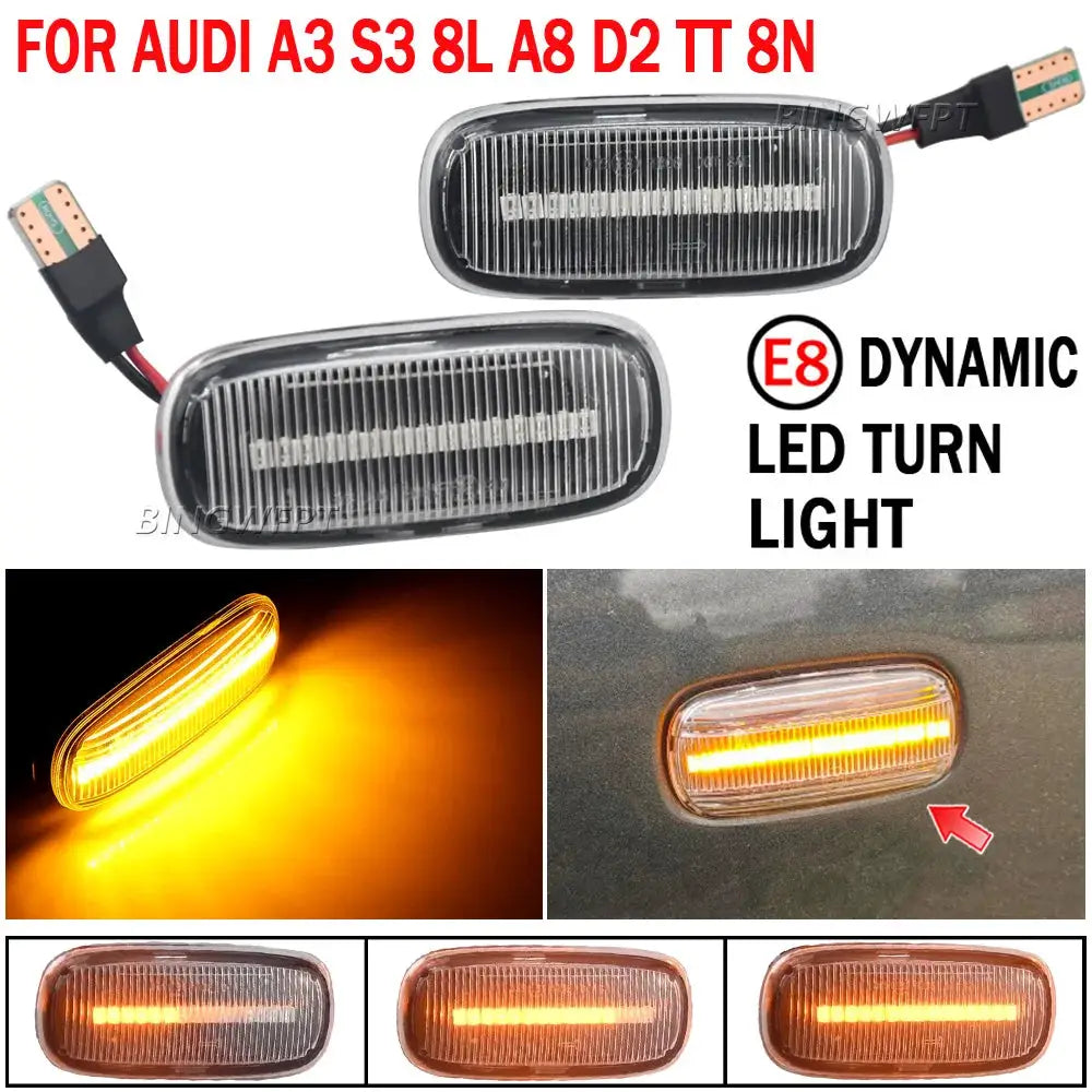 Flowing Water Blinker LED Dynamic Turn Signal Light For Audi A2 A3 8L A4 B5 A6 4B C5 A8 4D TT 8N Side Marker Flashing Indicator by InterCyprus Trading Ltd