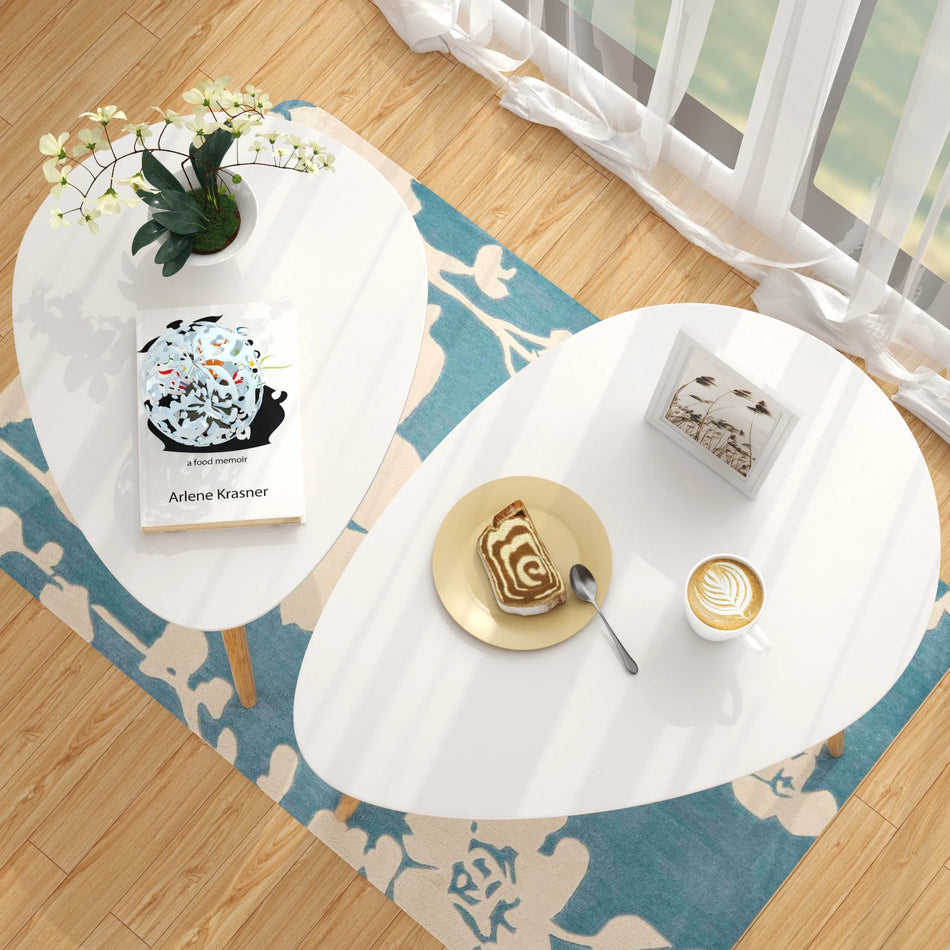 Sada 2 bílých koncových stolků Getone pro obývací pokoj