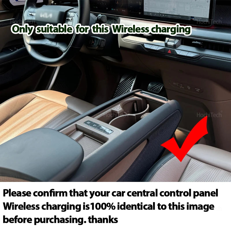 Silicone Rutschfeste Wireless Ladepad für Kia EV9 2024 2025 LHD