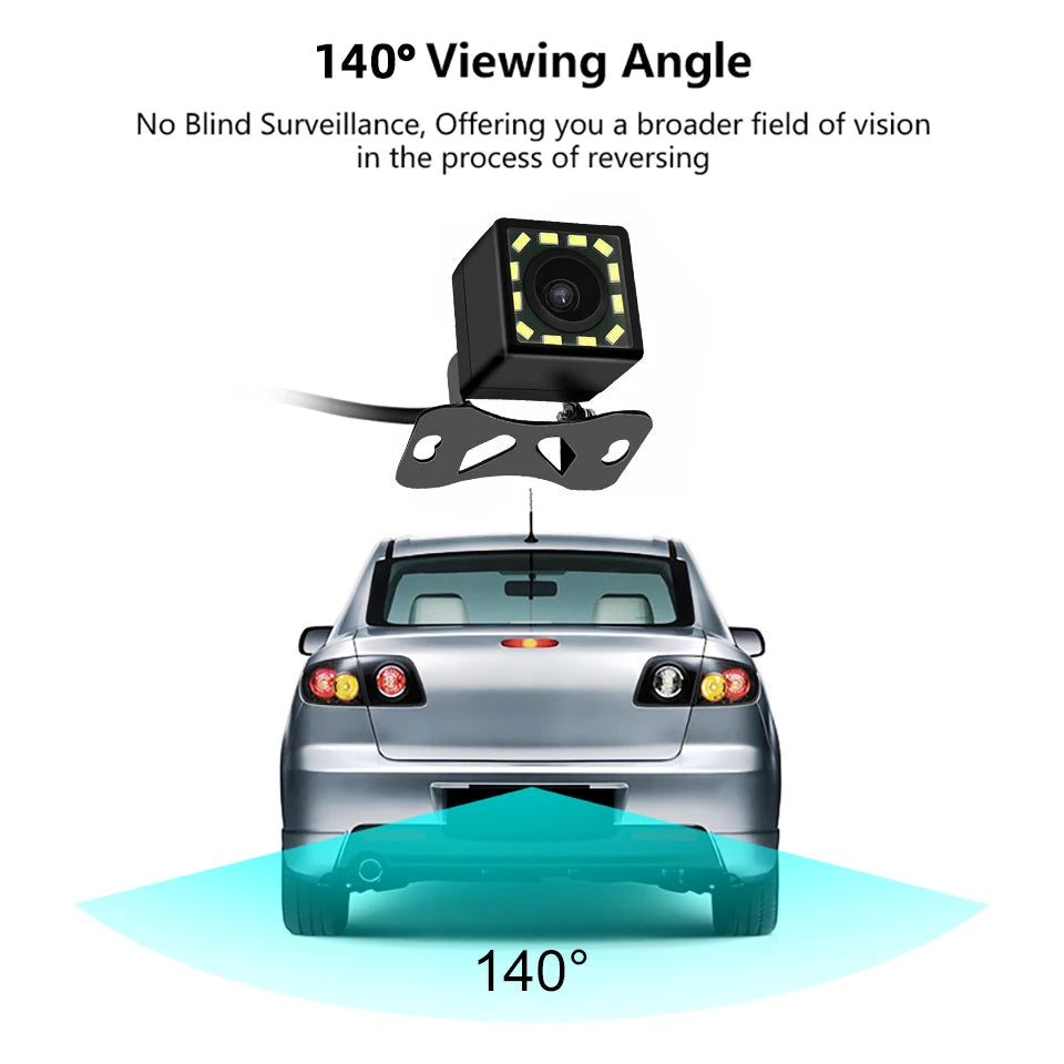 Car Rear Camera 4/8/12 LED - 140 Degree Night Vision Universal