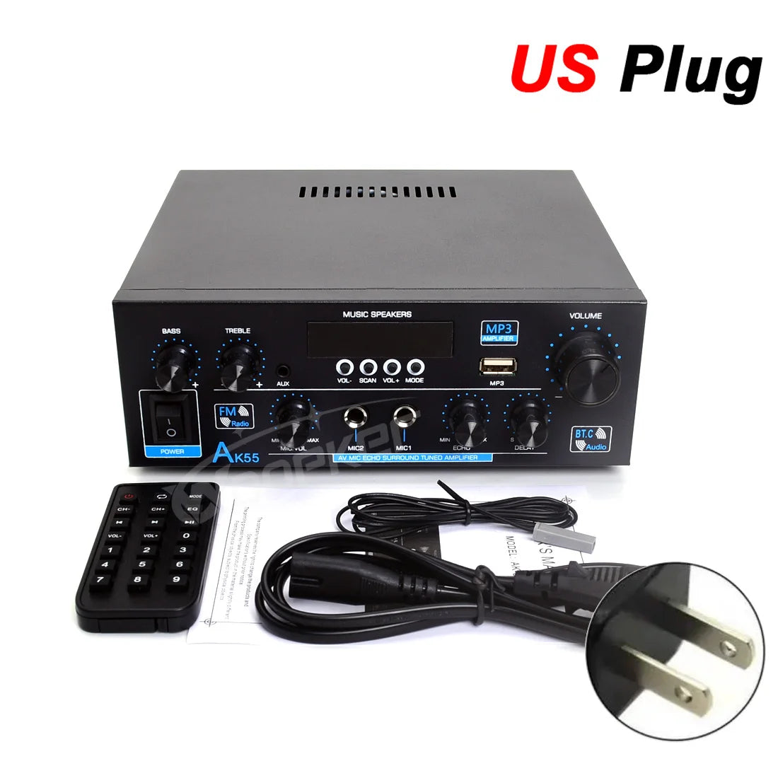 Woopker AK55 MAX 900W HiFi Bluetooth Audio Amplifier US Plug
