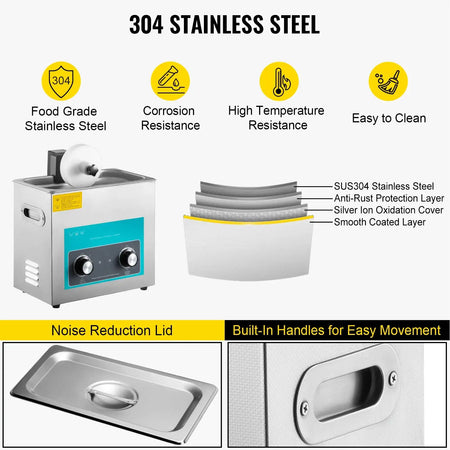 6L Ultrasonic Vinyl Record Cleaner Stainless Steel
