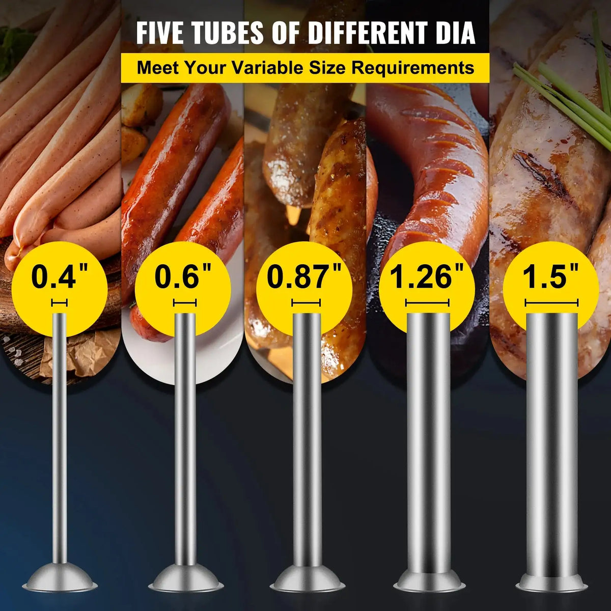 3L Manual Sausage Stuffer Stainless Steel With 5 Nozzles