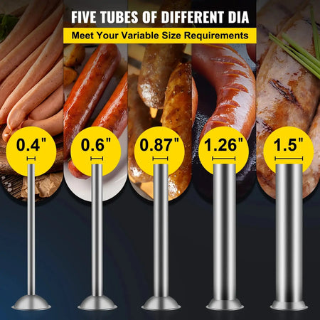 3L Manual Sausage Stuffer Stainless Steel With 5 Nozzles