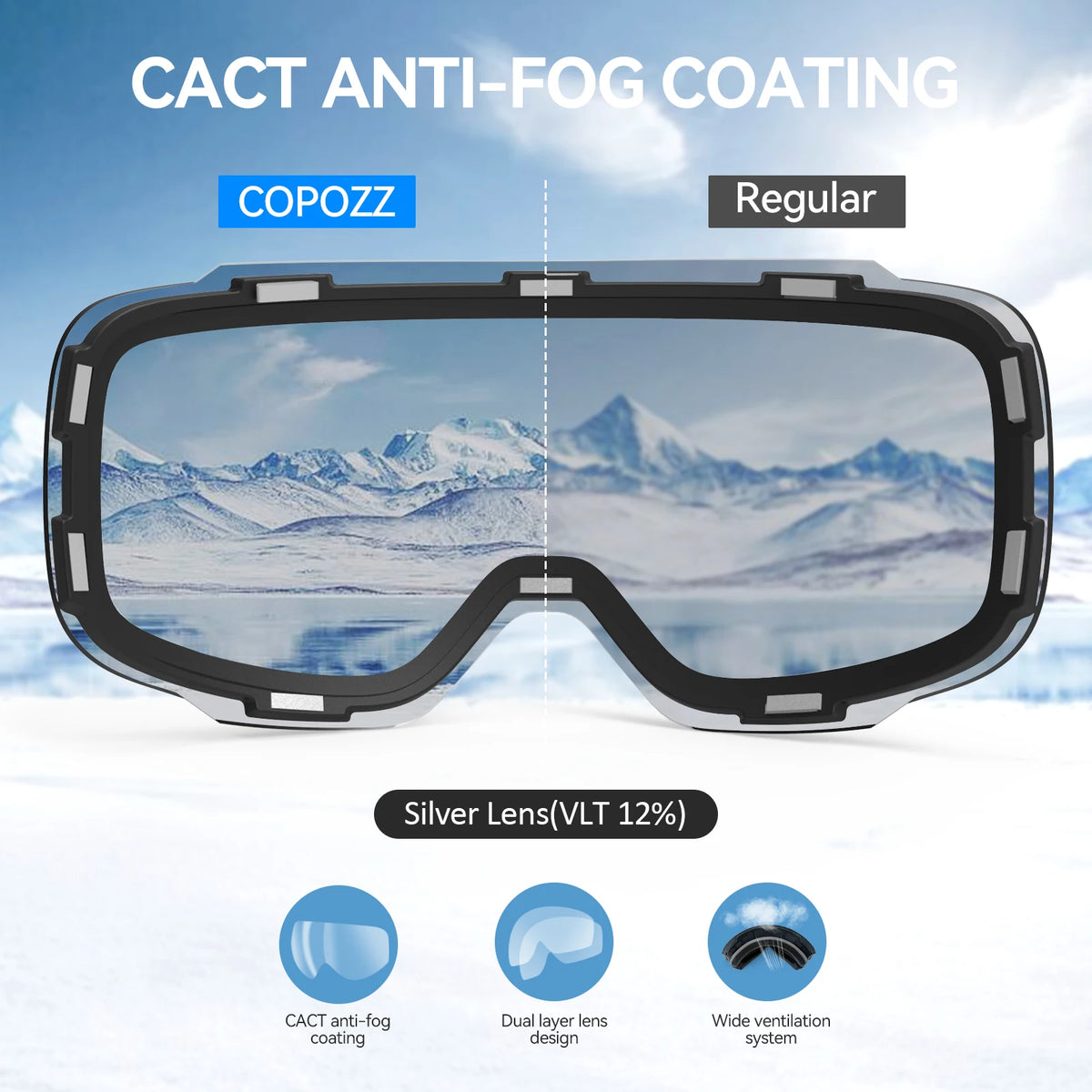COPOZZ Magnetic Ski Goggles &ndash; UV400 Anti-Fog Protection