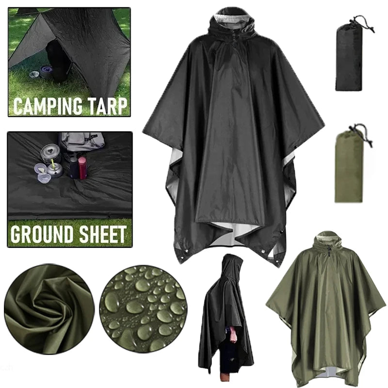 Outdoor 3 In 1 Military Raincoat Hooded Poncho &ndash; Lightweight