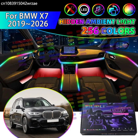 For BMW X7 2019~2026 G07 2020 2021 2022 Car Interior Ambient Lights Strips Breathing Lighting Kit App Control LED strips Auto by InterCyprus Trading Ltd