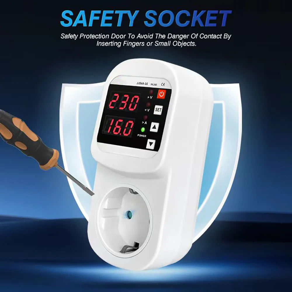 Automatic Voltage Protector Socket &ndash; Multifunctional LED Display with Automatic Reset
