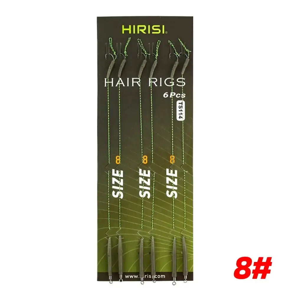 Six X Carp Rigs Ready Made Hook Link Terminal Tackle TS114 Size 8