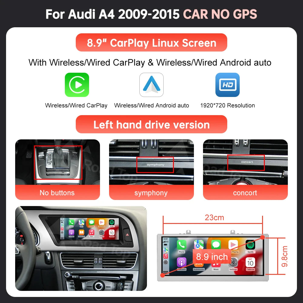 RoadTop 1920x720 Wireless CarPlay &ndash; Airplay Mirror Link