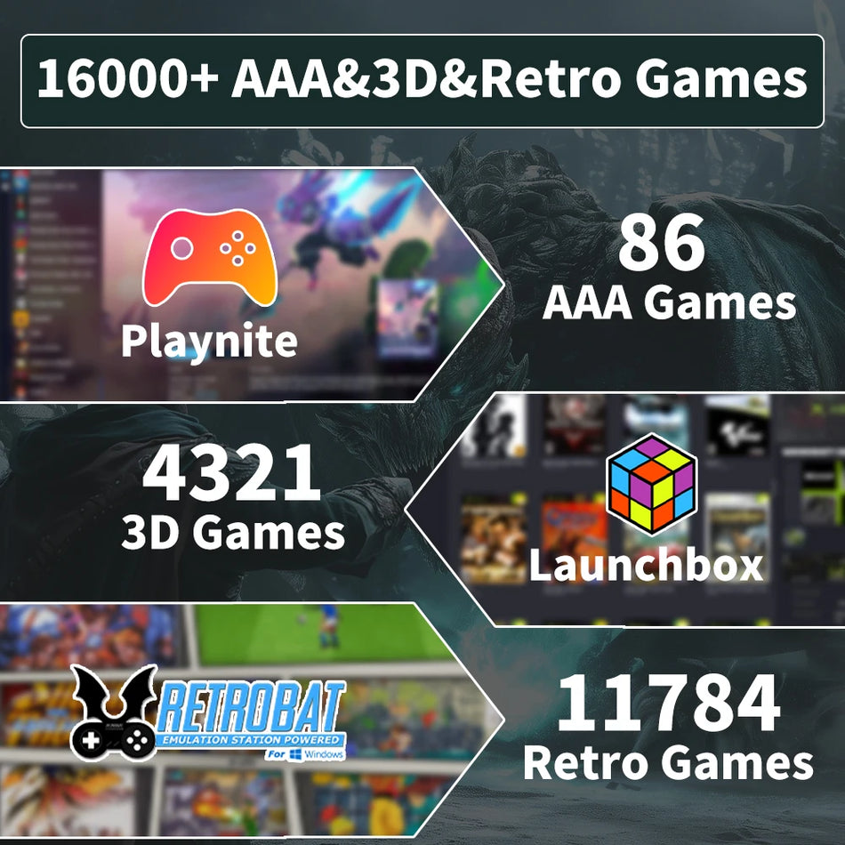 Play Zone 1TB Gaming SSD Εξομοιωτής Hub Για PS5 PS4 Switch Xbox PS3 PS2 16000 Παιχνίδια Με Playnite Launchbox Retrobat PC