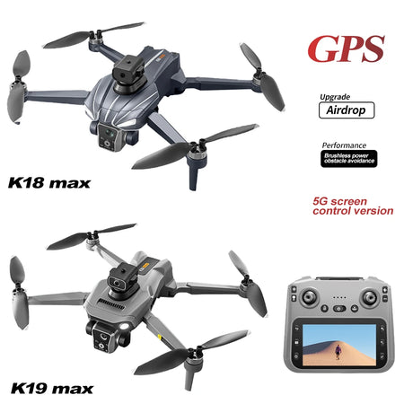 K18 Max K19 Max RC Drone &ndash; 4K Dual Camera With GPS Foldable