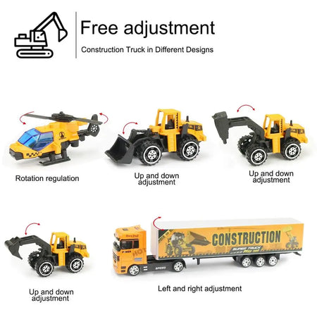 12in1 Mini Construction Model Vehicle &ndash; 1:64 Scale Diecast Engineering Trucks