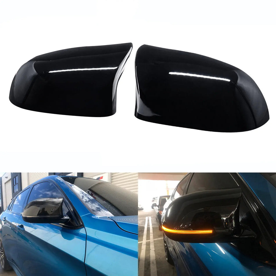 Gloss Black Wing Mirror Cover Caps for BMW X3 X4 X5 X6 F15 F16 F25