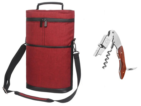 Cooler Bag for 2 Bottles &ndash; Portable Ice Carrier for Picnic Red Opener