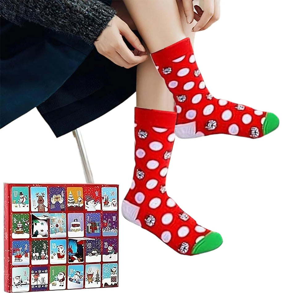 Calendario de Adviento de Calcetines de Navidad 2025 con 24 Pares de Calcetines de Algodón Coloridos para Mujeres y Hombres