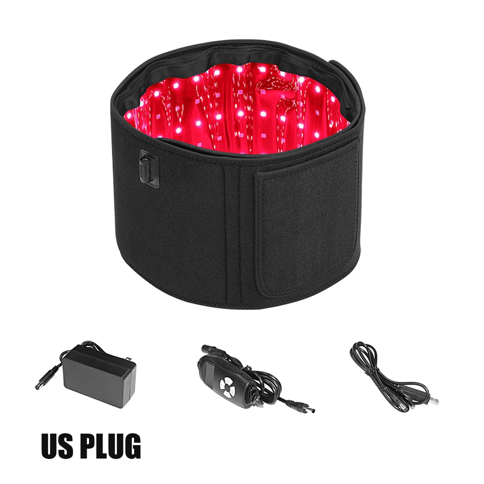 Red &amp; Infrared Light Therapy Belt for Fat Burning and Skin Repair BLACK-US