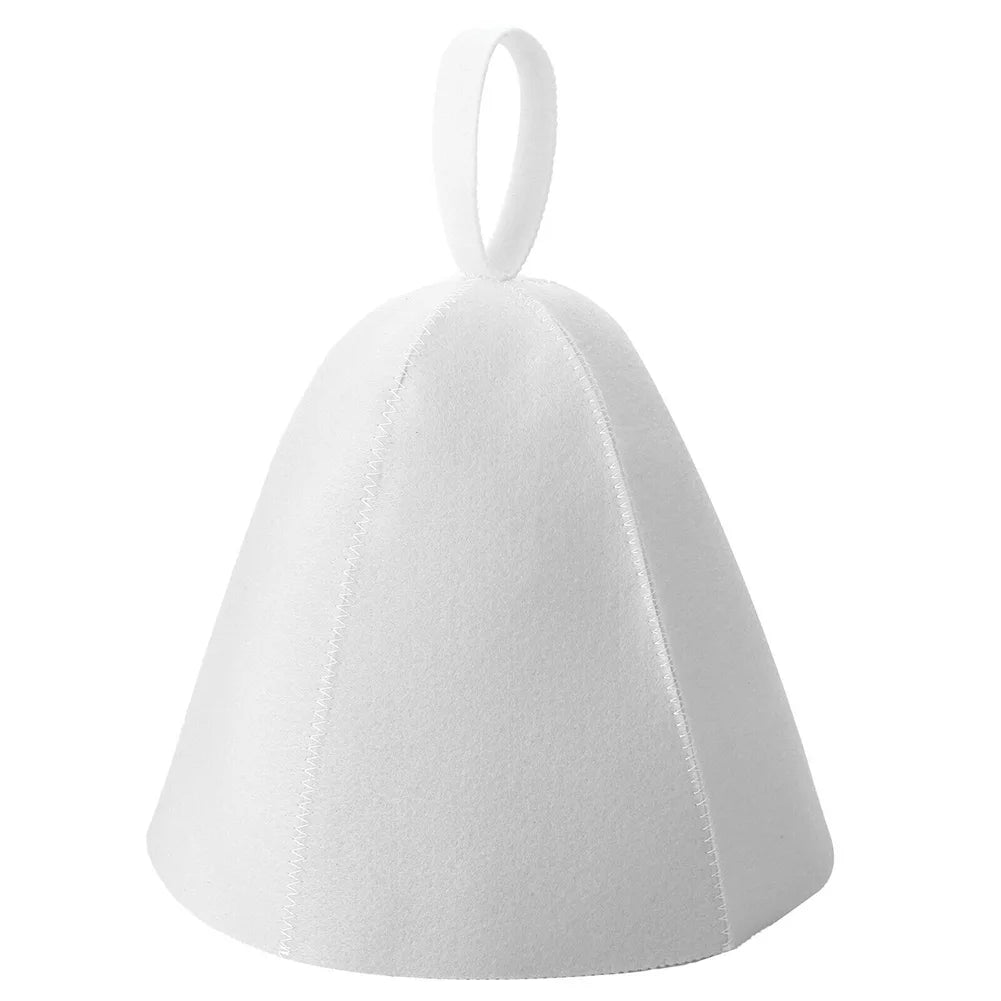 Thicken Wool Felt Sauna Hat &ndash; Hair Protection In Wet Steam white