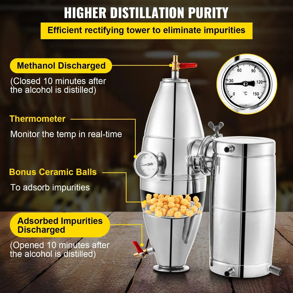 70L Stainless Steel Alcohol Distiller With Thermometer