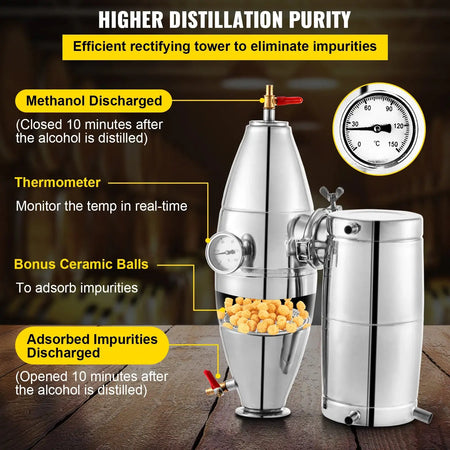 70L Stainless Steel Alcohol Distiller With Thermometer