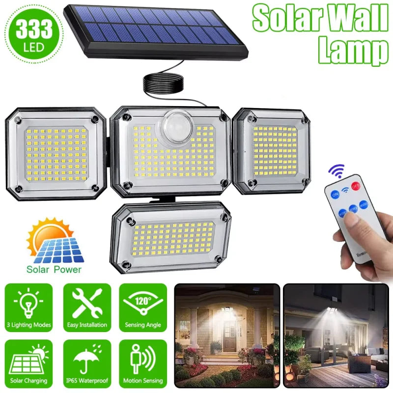 Solar LED Motion Wall Light Outdoor &ndash; IP65 Remote Control