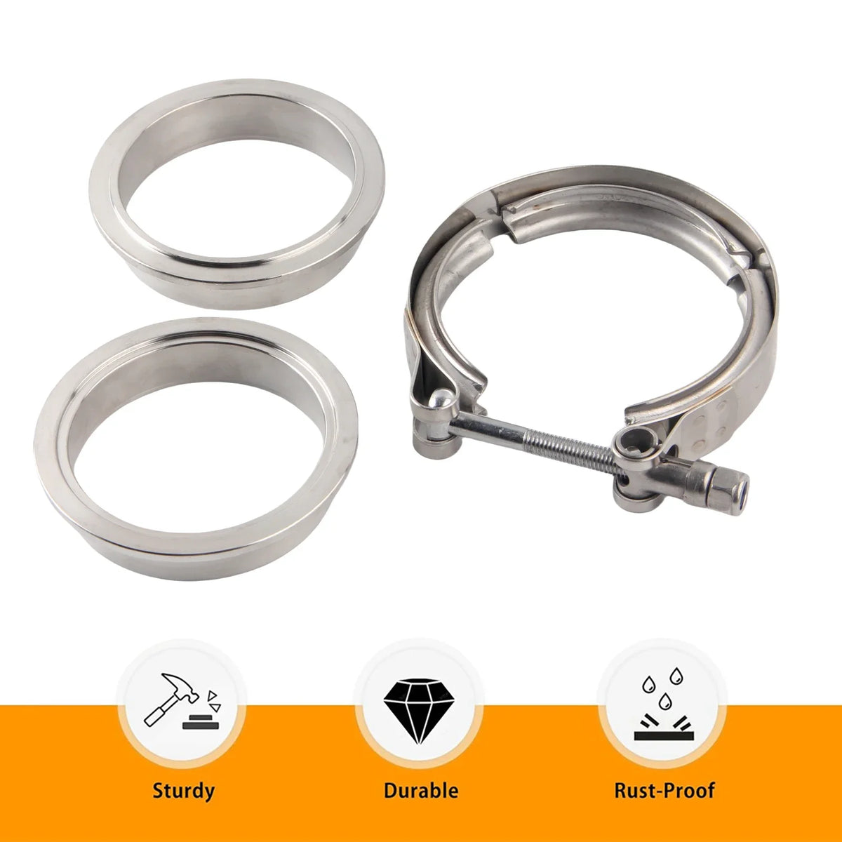 CNC Stainless Steel V-Band Exhaust Clamp Flange Kit With Male Female Ends by InterCyprus Trading Ltd