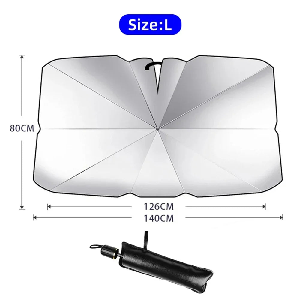 2024 Premium Car Windshield Sun Shade Umbrella for Ultimate UV Protection and Heat Control Handle L