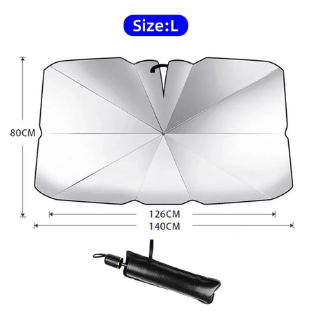 2024 Premium Car Windshield Sun Shade Umbrella for Ultimate UV Protection and Heat Control Handle L