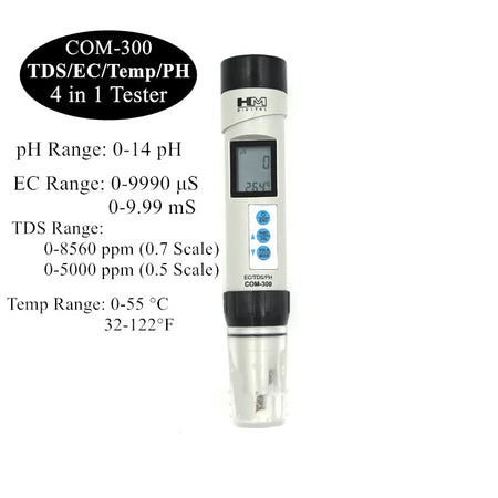 HM 2 3 4 in 1 PH Meter - All in One Water Quality Tester COM-300