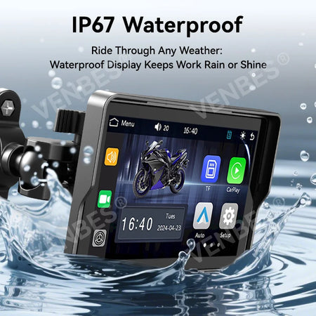 VENBES 5 Inch Motorcycle Navigation &ndash; IP67 Waterproof with Wireless Carplay
