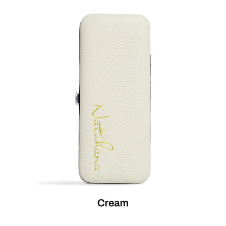 NATUHANA Eyelash Tweezers Set with Elegant Storage Case Cream