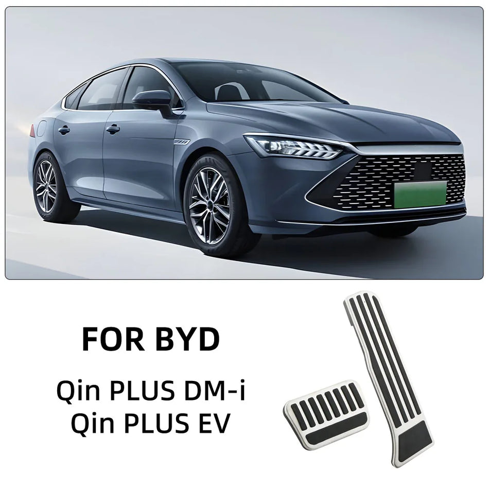Ensemble de couvre-pédales BYD Qin PLUS, acier inoxydable avec pédales antidérapantes en caoutchouc