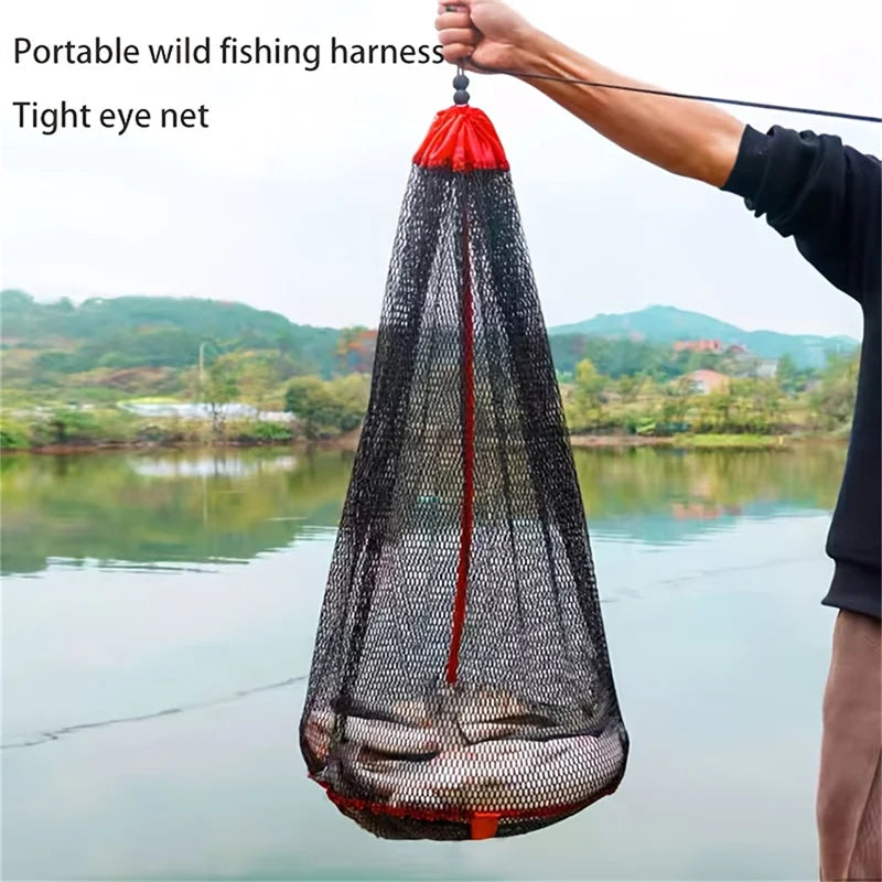 Portable Fishing Landing Net with Encrypted Mesh and Drawstring