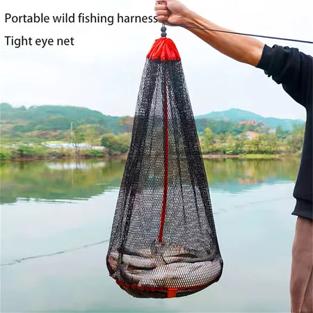 Portable Fishing Landing Net with Encrypted Mesh and Drawstring