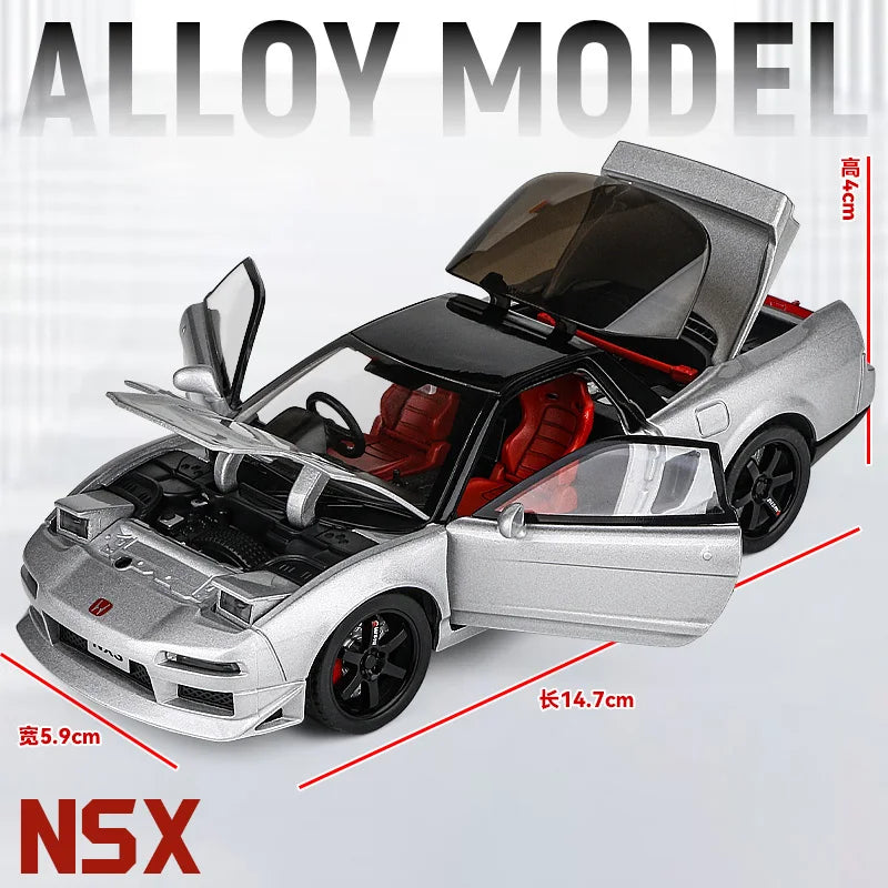 1:32 Scale MAKEDA Honda Acura NSX NA1 Alloy Diecast Sports Car Model Silvery