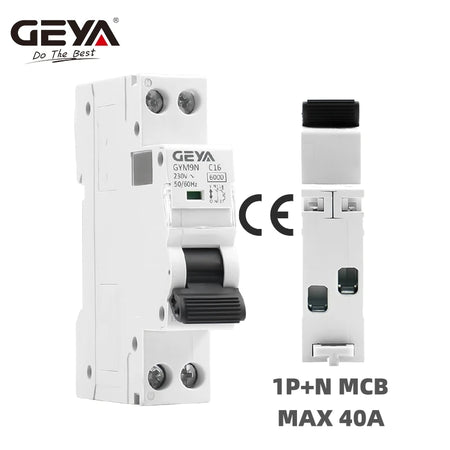 GEYA GYM9N Mini Circuit Breaker 1P+N, 6A-40A, C/B Curve, 6KA B Curve / 20A