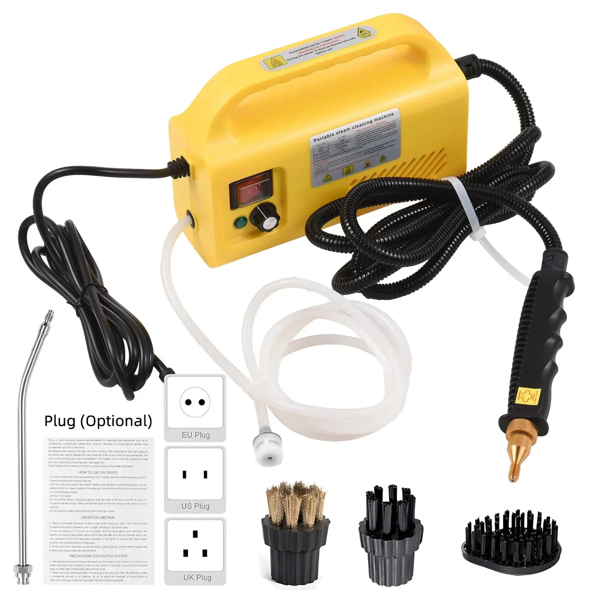 High-Pressure Handheld Steam Cleaner - 2500W 220V EU for Home &amp; Car Yellow / 220 V