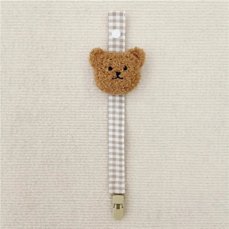 Cute Bear Pacifier Clip Chain for Infants Coffee
