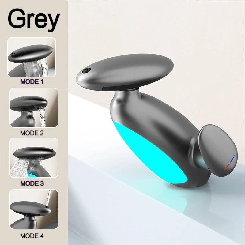 LED Temperature Sensor Basin Faucet with Color Changing Light for Deck Mounted Single Hole