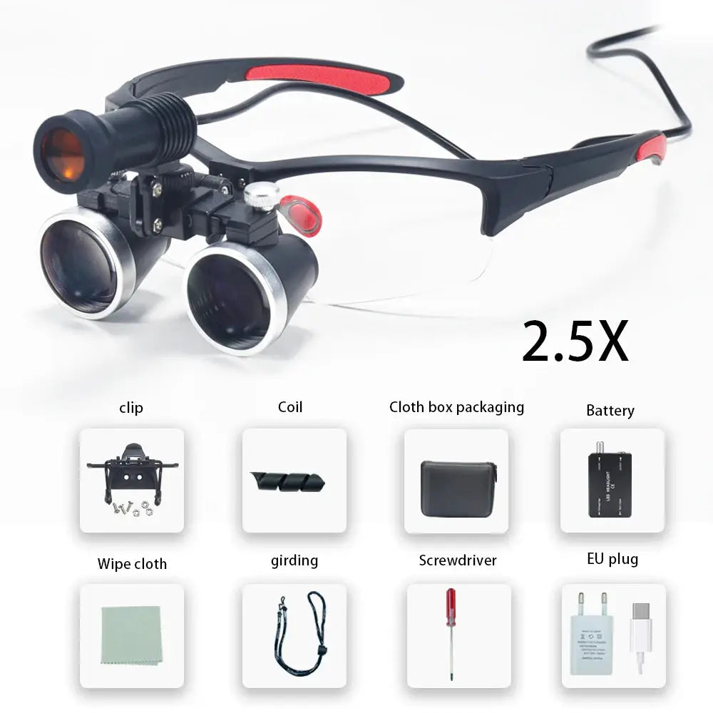 Dental Loupes 2.5/3.5X Magnifier Lab Medical Magnification Binocular Magnifier Headlight Headlamp 5W Seperately Cloth Packaging by InterCyprus Trading Ltd