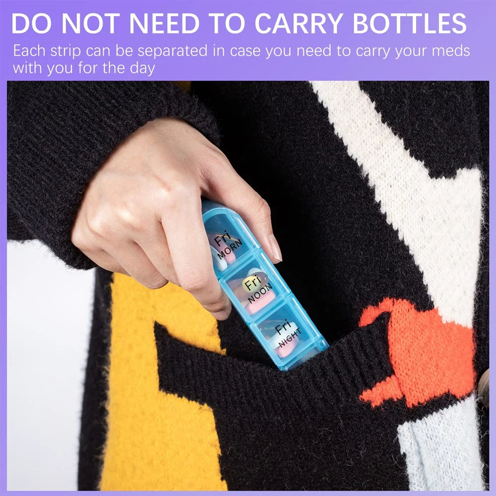 Weekly Pill Organizer &ndash; 21 Compartment Travel Case for Easy Medication Management