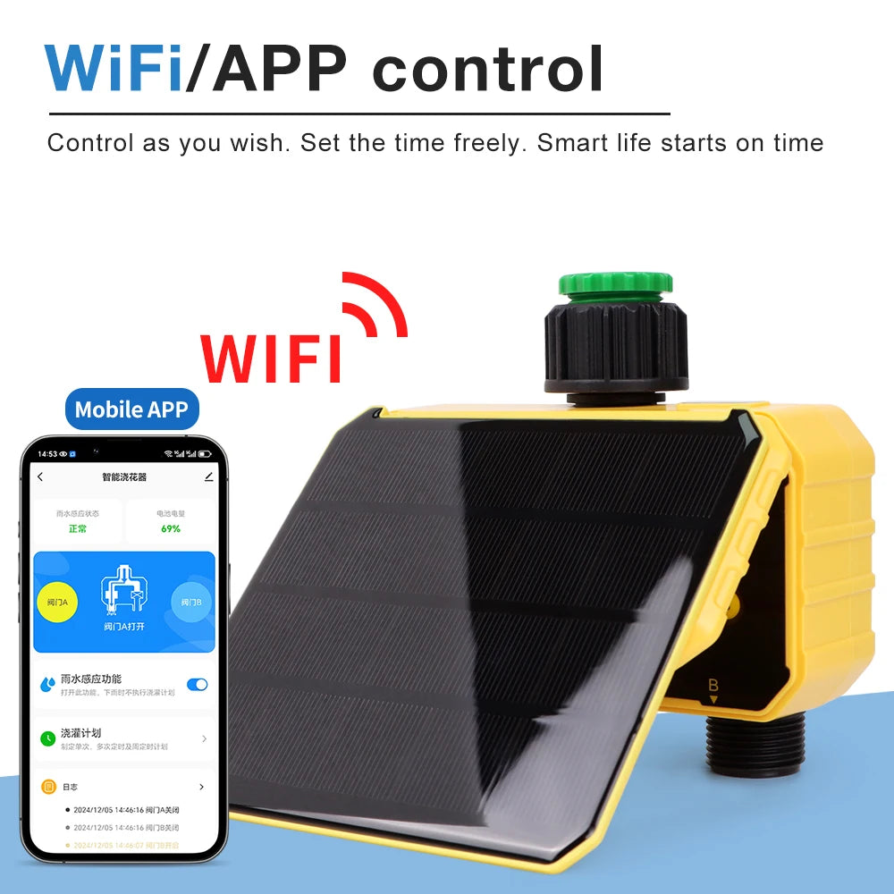 WiFi Solar Irrigation Timer &ndash; Automatic Garden Watering Control 2 Outlets with WiFi