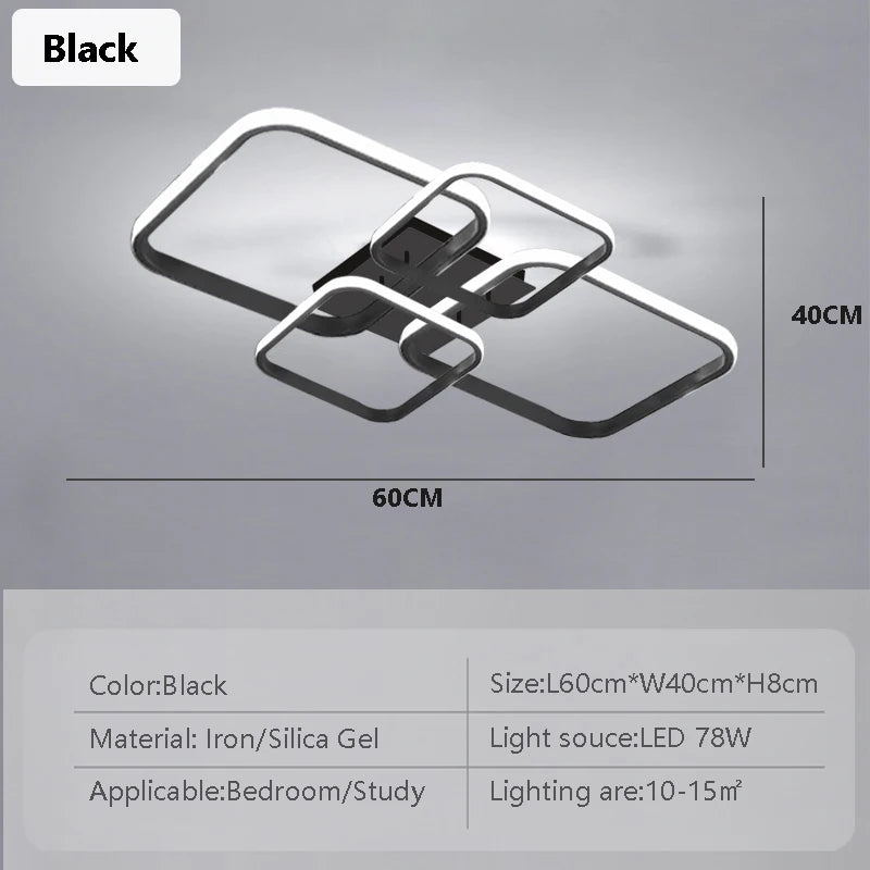 Modern LED Ceiling Lights Square 4 Heads &ndash; Sleek Black White CLX112 Black / Cool White